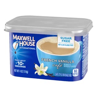 Maxwell House International French Vanilla Sugar Free Cafe Beverage Mix 4 oz Canisters, Pack of 4