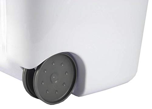 Sterilite Ultra Wheeled Laundry Hamper with Lid, Handle and Wheels for Easy Rolling of Clothes to and from the Laundry Room, Plastic, White, 1-Pack