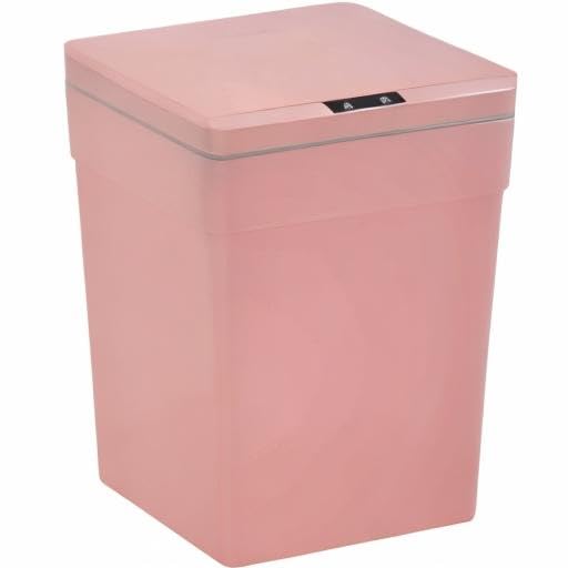 BestOffice 13 Gallon Trash Can Automatic Kitchen Trash Can Touch Free High-Capacity Garbage Can with Lid for Bedroom Bathroom Home Office 50 Liter (Black, 1) (1, Pink)