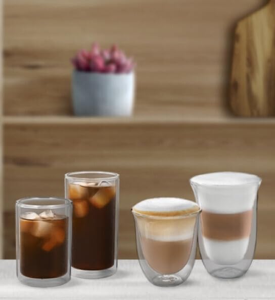 De'Longhi Double wall Cold Brew Glass Large, (10.1fl oz/300ml) Set of 2