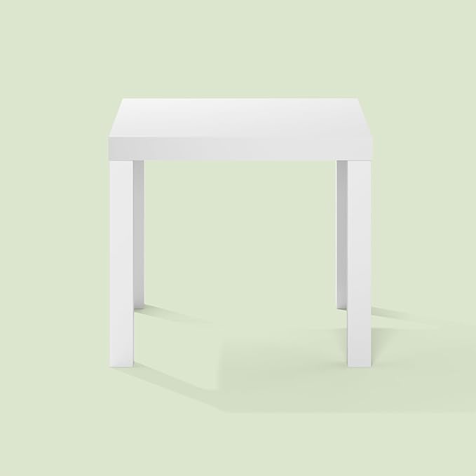Bayan End Table, Square Side Table, for Small Spaces, Living Room, Bedroom, White