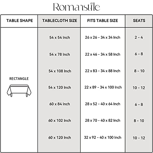 Romanstile 100% Waterproof PVC Tablecloth Rectangle, Outdoor Oil Spill Proof Stain Resistant Vinyl Table Cloth, Wipe Clean Plastic Table Covers for Kitchen/Dining/Parties - 54 x 78 Inch, Light Grey
