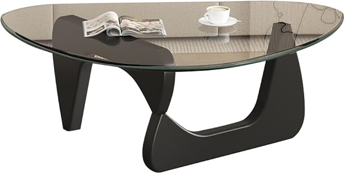 Modern Glass Coffee Table, Mid Century Small Coffee Table, Coffee Table for Living Room,Suitable for Bedroom Living Room Reception Office Tables (Black/Transparent, Small)