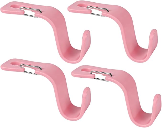 4PCS Car Seat Headrest Hook, Multifunctional Vehicle Seat Back Hanger Holder for Purse Handbag Umbrella, Automotive Interior Backseat Storage Organizer, Universal for SUV Van Truck (Pink)