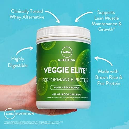 MRM Veggie Elite Performance Protein - Chocolate Mocha, Plant-Based Powder, 24g Protein per Serving with BCAAs & Digestive Enzymes, Clinically Tested - Vegan, Gluten-Free - 31 Servings