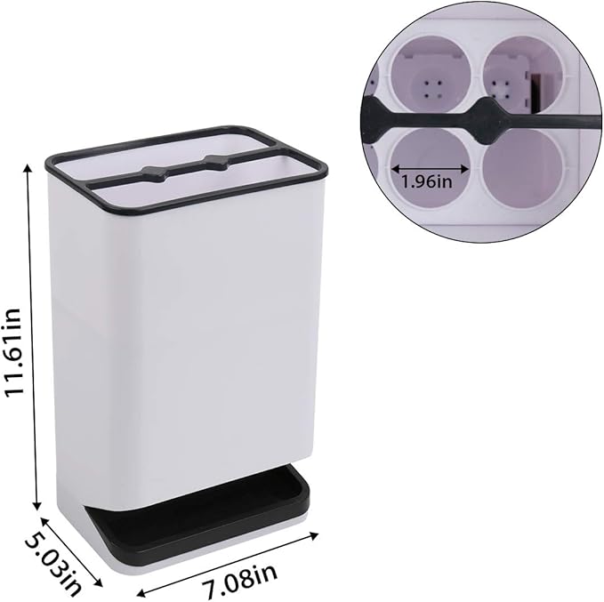 Umbrella Stand Holder for Entryway, Umbrella Rack with Removable Drip Tray Free Standing Organizer for Umbrella Walking Sticks Canes, Stored 6 Umbrellas, Ideal for Home Office Decor, White