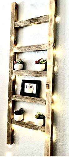 BarnwoodUSA Rustic Farmhouse Decorative Ladder - Our 47 inch Ladder can be Mounted Horizontally or Vertically and is Crafted from Upcycled Wood | No Assembly Required | Weathered Gray