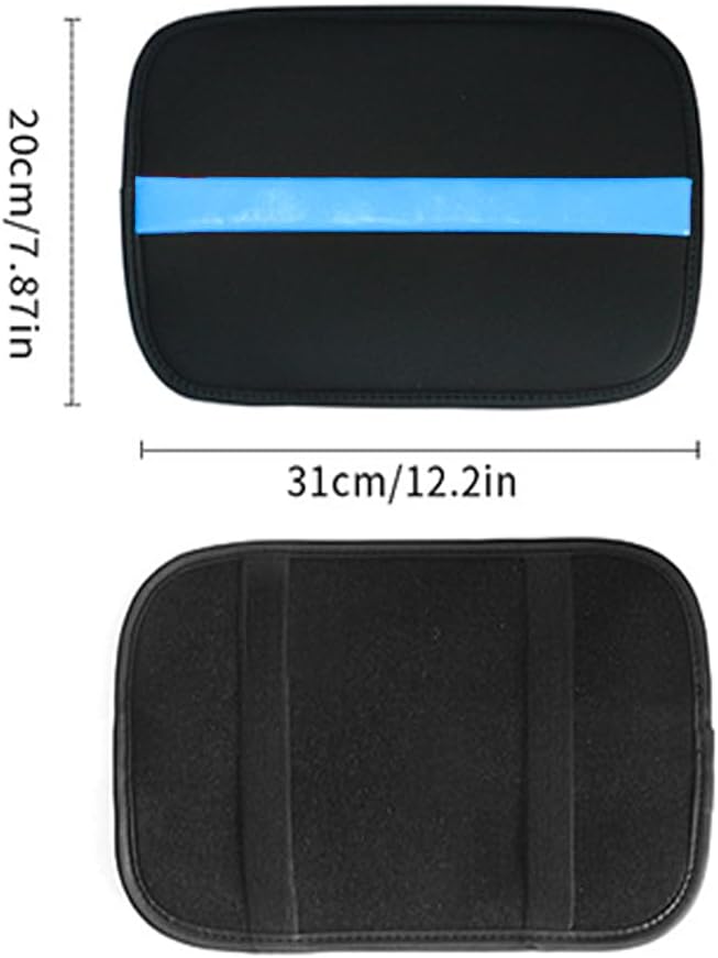 Car Armrest Seat Box Mat, PU Leather Center Console Cover, Universal Waterproof Car Interior Accessories, Arm Rest Box Protector Cushion Pad for Most Vehicle (Blue)