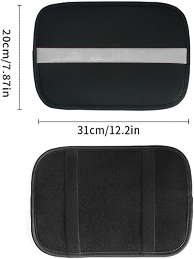 Car Armrest Seat Box Mat, PU Leather Center Console Cover, Universal Waterproof Car Interior Accessories, Arm Rest Box Protector Cushion Pad for Most Vehicle (Grey)