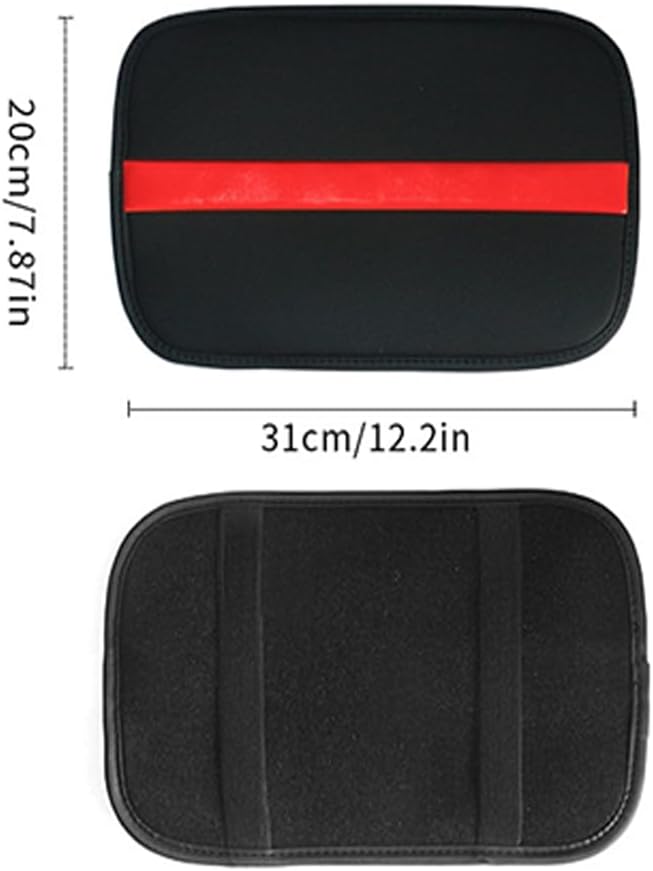 Car Armrest Seat Box Mat, PU Leather Center Console Cover, Universal Waterproof Car Interior Accessories, Arm Rest Box Protector Cushion Pad for Most Vehicle (Red)