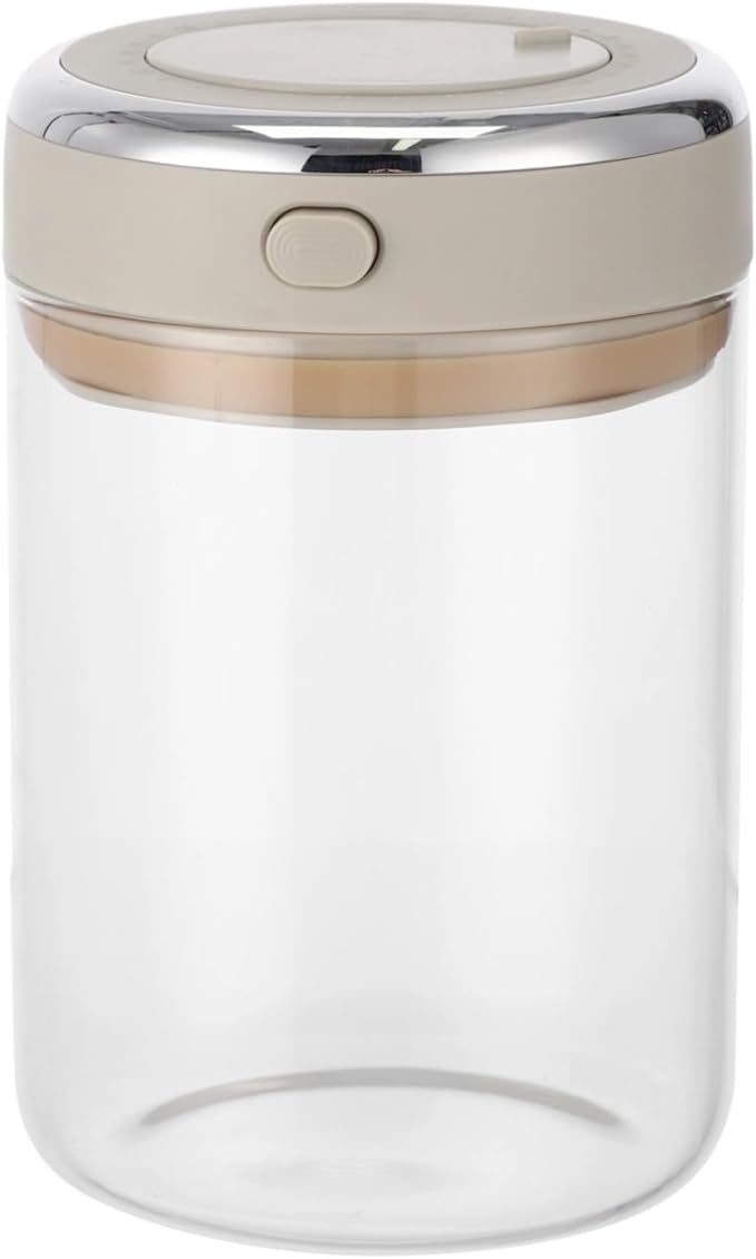 Coffee Bean Storage Container with CO2 One-Way Valve, 1100 ml Clear Glass Coffee Canister with Date Tracker, Vacuum Storage Container for Beans, Grain, Snack, Sugar, Tea, 6.3 x 4.45 in