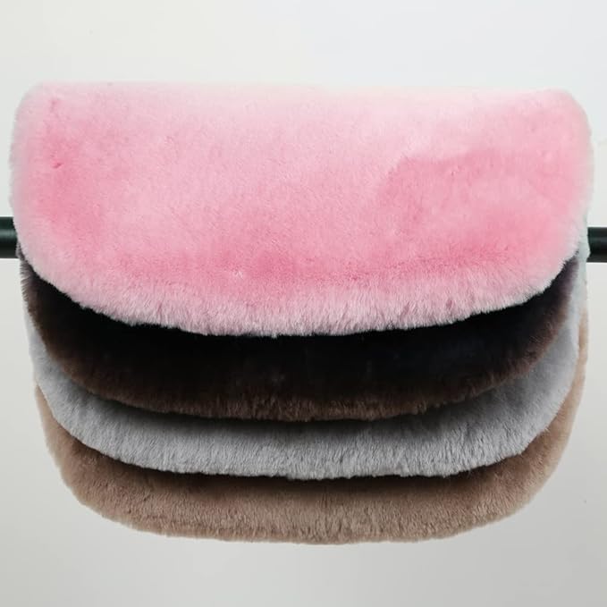 Genuine Sheepskin Auto Seat Pad, Australian Soft Wool Seat Cover Breathable and Sweat-Wicking Comfort Warm Universal Fit,19.2 inch x19.2 inch (Front seat Cushion 2pcs, Black)
