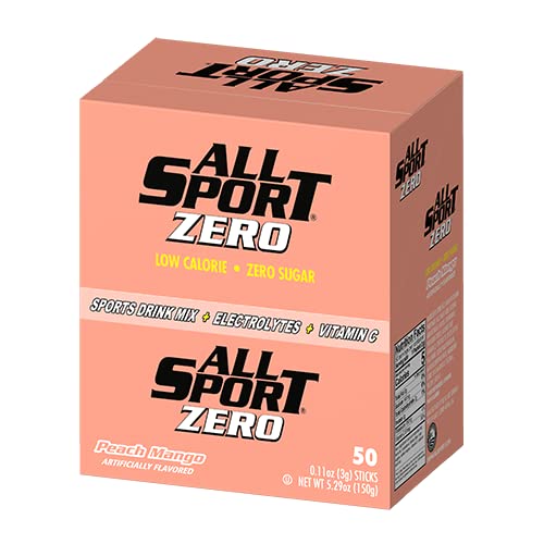 All Sport Powder Hydration Sticks, Zero Calorie, Performance Electrolyte Drink Mix, Sugar Free, Peach Mango, 50 Ct box