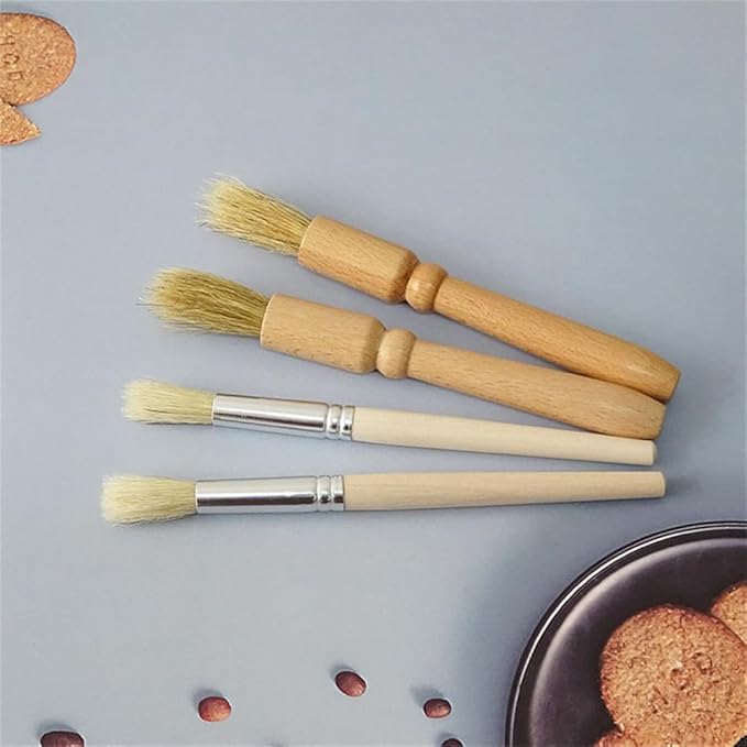 Coffee Grinder Cleaning Brush 2Pcs, Wood Handle & Natural Bristles Wood Dusting Espresso Brush Accessories for Bean Grain Coffee Tool Barista Home Kitchen