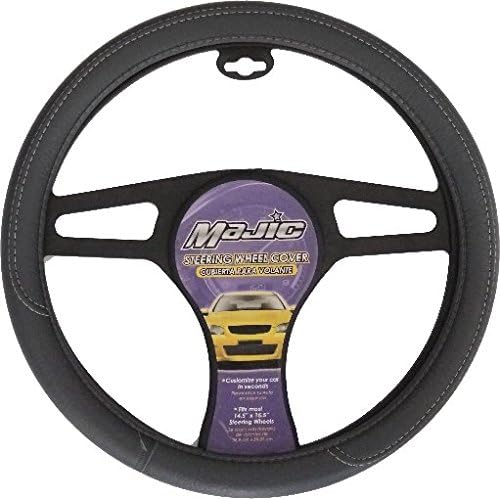 Majic Slip-On Steering Wheel Cover with Leatherette with Trim Design 1 Ea. (Gray)