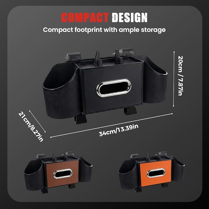 4-In-1 Car Organizer Back Seat, 2026 New Multifunctional Organizer, Portable Car Cup Holder for Road Trips, Durable Car Trash Bin for Families, Universal Car Seat Organizer (Brown)
