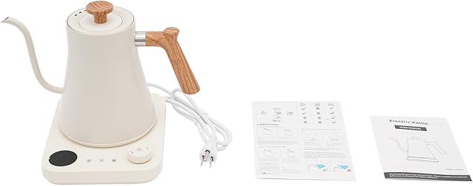 Electric Kettle Gooseneck Kettle for Pouring Over Water Coffee Tea 1200W Quick Heating 0.24Gal Capacity (White)