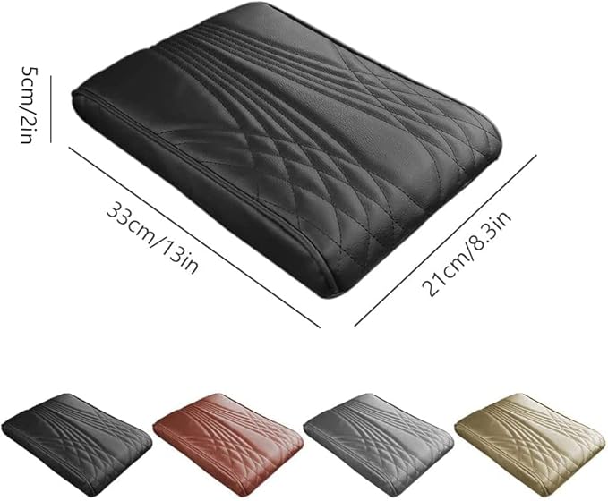 AIIONP Leather Car Armrest Box Pad, Universal Car Center Console Cover Pad, PU Leather Car Armrest Seat Box Cover Protector, Center Console Armrest Pad for SUV, Truck, Car (Beige, Angle Pattern)