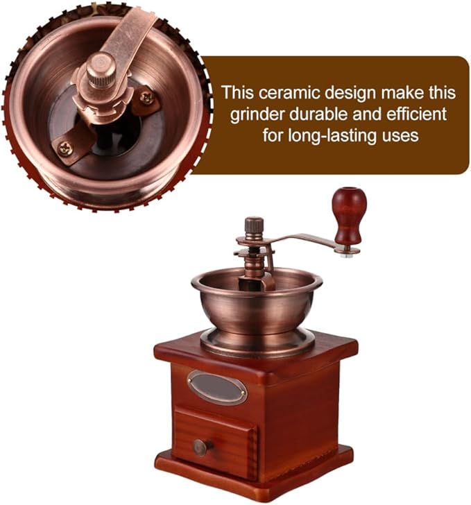 Cabilock Manual Coffee Bean Grinder 6.69 Inch Portable Hand Grinder with Burr Grinding Cone and Iron Handle Compact Coffee Grinding Machine for Home and Travel