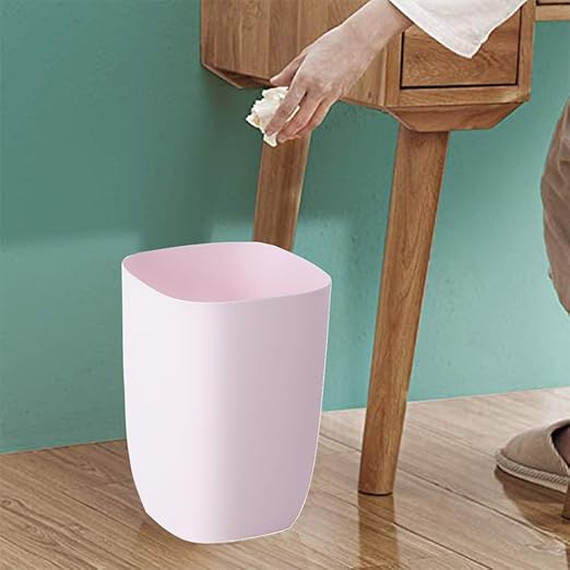 Bathroom Trash Can, Small Garbage Can for Bedroom, Living Room, Kitchen, Slim Cute Plastic Waste Basket for Office, 7L, Pink