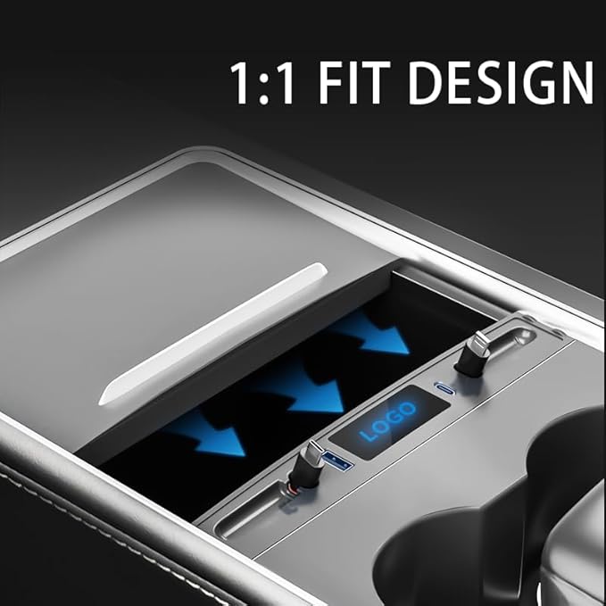 65W USB Charging Hub for Tesla New Model Y Juniper & Model 3 Highland,Hidden Docking Station Design (for Y/3 2023 2022 2021)