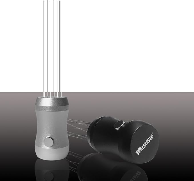 Magnetic Espresso Distribution Tool - Flick WDT Tool with 8x0.4mm Stainless Steel Needles & 3 Extra Replacements, Precision Espresso Distributor for Baristas (Black)