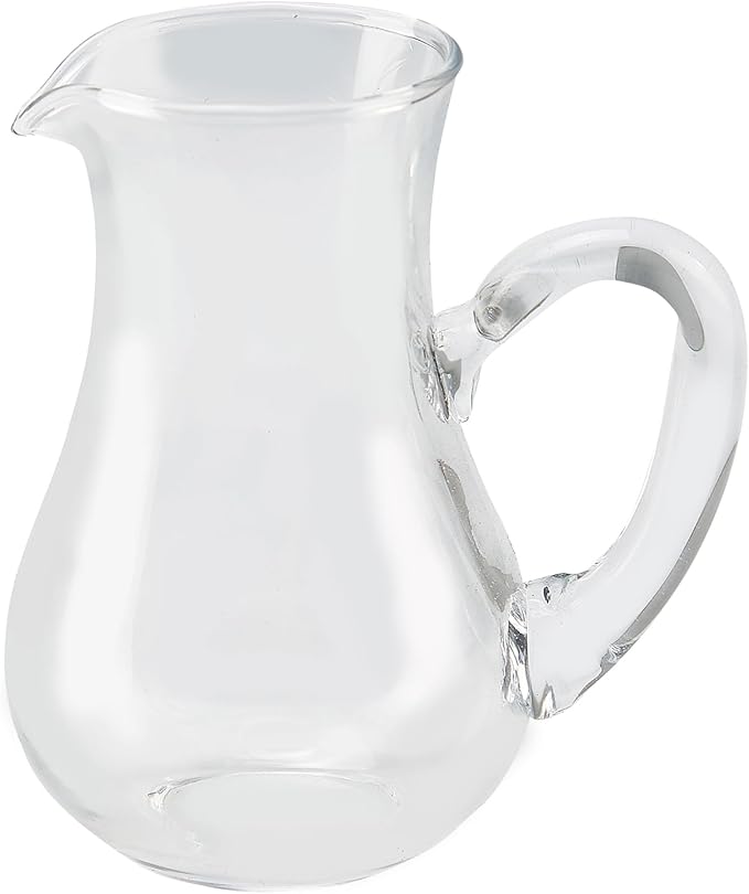 Glass Creamer Pitcher, 4 oz Mini Milk Pourer with Handle, Clear (1)