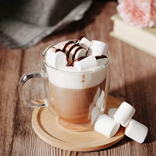 BTaT- Double Walled Glass Coffee Mugs, 12 oz, Set of 4, Glass Coffee Cups with Handle, Insulated Clear Coffee Mug for Hot Beverages, Cappuccino, Latte, Tea, Americano, Microwave & Freezer Safe