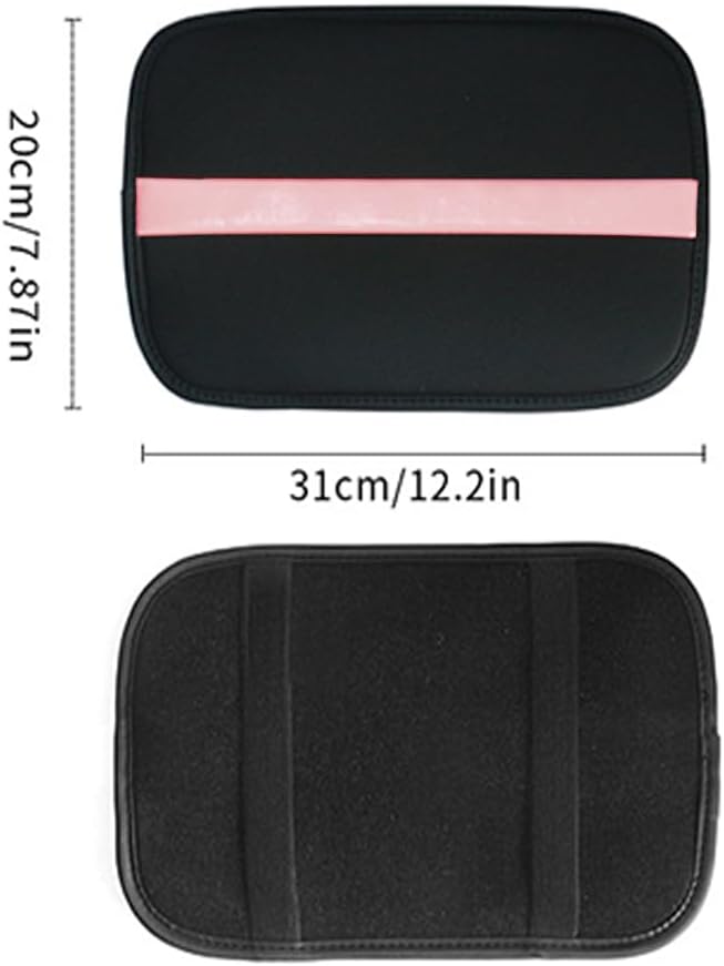 Car Armrest Seat Box Mat, PU Leather Center Console Cover, Universal Waterproof Car Interior Accessories, Arm Rest Box Protector Cushion Pad for Most Vehicle (Pink)