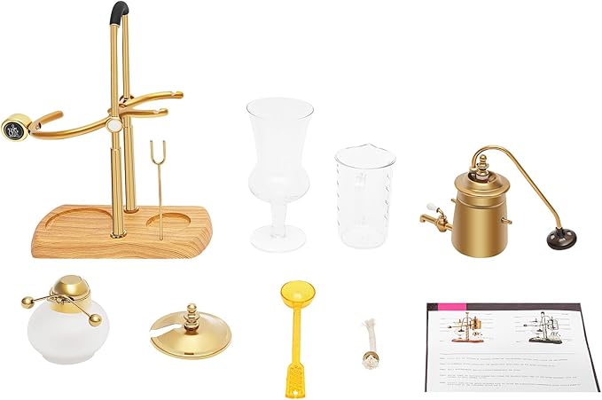 Balance Syphon Siphon Coffee Maker, Belgium Royal Family Glass Siphon Coffee Maker, Vintage Vacuum Coffee Brewer, Retro-Style Coffee Brewing System (400 ml, Gold)
