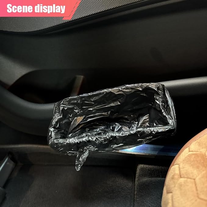 Car Trash Can, Leather Car Garbage Can with One Roll Trash Bag, Foldable Hanging Storage Container, Mini Trash Bin, Vehicle Garbage Organizer Holder for Door Side, Back Seat (Beige)