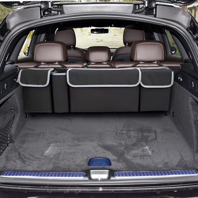 Car Trunk Organizer with Lid for 2022-2026 Tucson, Large Waterproof Vehicle Backseat Hanging Storage Bag with Pockets & Adjustable Straps