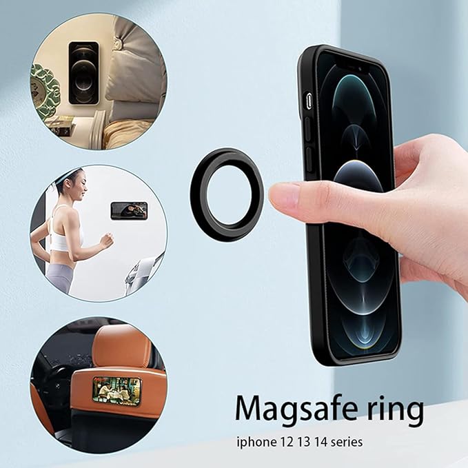 Magnetic Ring Holder for iPhone 14 13 12 Magnet Wall Mobile Phone Holder Magnetic Car Phone Stand for magsafe case (white 2pcs)