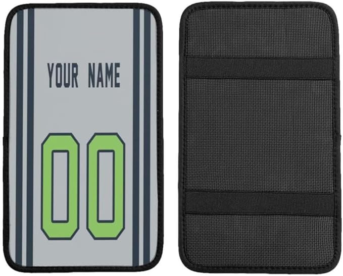 Custom Car Armrest Cover,Add Personalized Name and Number As Gifts for Loyal Football Fans,American Football Auto Center Console Pad Car handrail Box Cushion,Fit for Most Car Seat Box Cover Protector