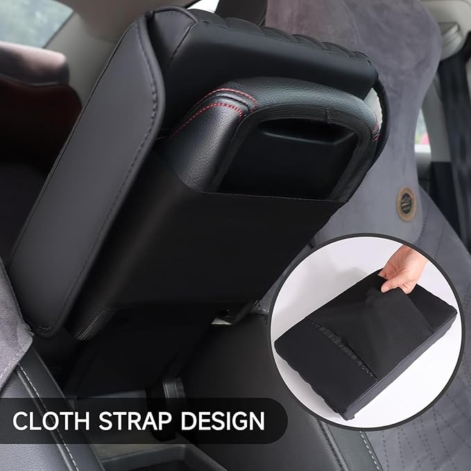 Car Armrest Cushion for Lexus UX RZ RC RX 2003-2025, Auto Center Console Covers Pad Leather Accessories, Memory Foam Arm Rest Protector Mat with Side Storage Bag, C/Beige