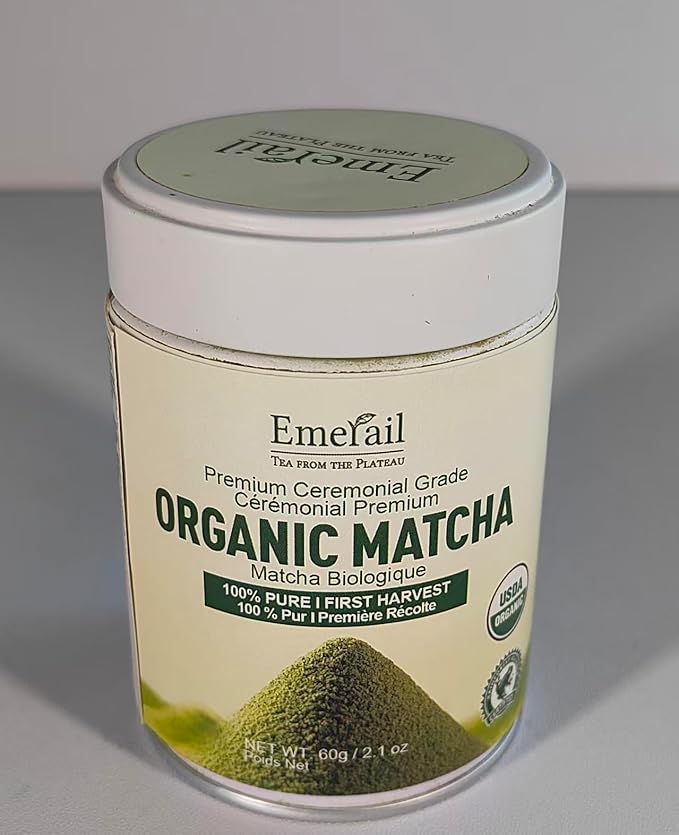 Emerail Organic Ceremonial Grade Matcha, Premium First Harvest Matcha Green Tea Powder, 100% Pure USDA-Certified, Sugar-Free Gluten-Free Vegan (40g / 1.4oz)