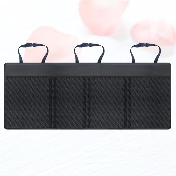 Healifty Backseat Organizer Car Storage Bag Multi Pocket Hanging Cargo Organizer for Emergency Gear Auto Supplies Outdoor Activities Straps Hook Loop Fastener Black