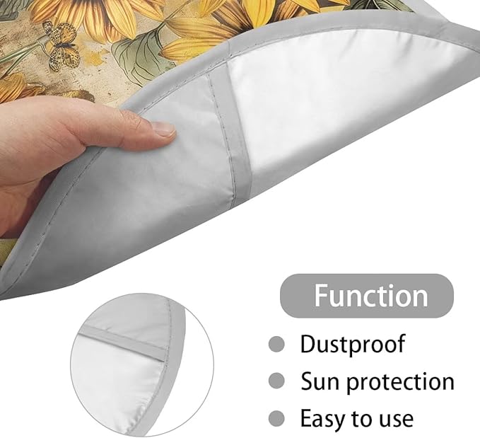 Anti-Heat Steering Wheel Sun Shade Cover Retro Sunflower Butterfly Pattern 17"x17" Car Steering Wheel Cover Steering Wheel Sun Heat Shield Fit Most Car Truck Van SUV