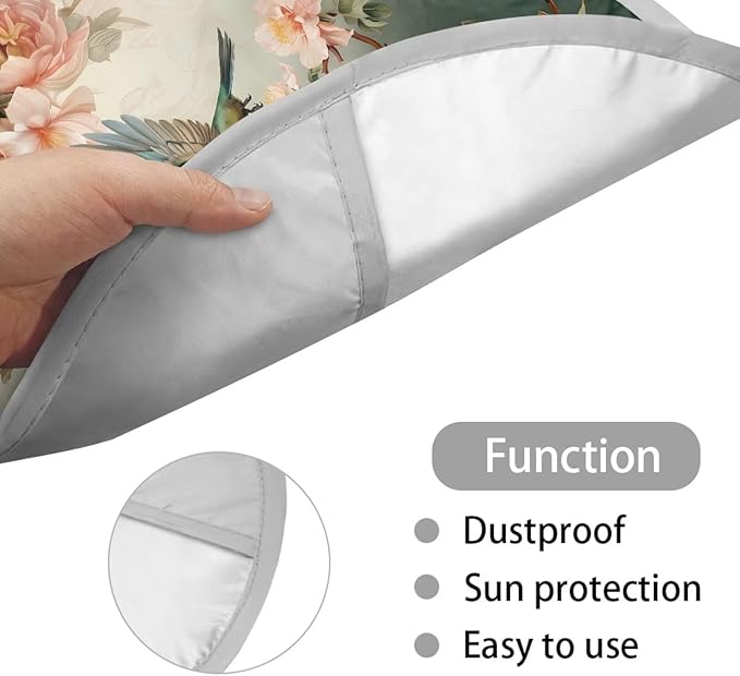 Floral Hummingbird Steering Wheel Sun Shade Cover Heat Protection Vehicle Steering Wheel Reflector Protector Thickened Sun Heat Shield for Most Cars SUV Truck Van