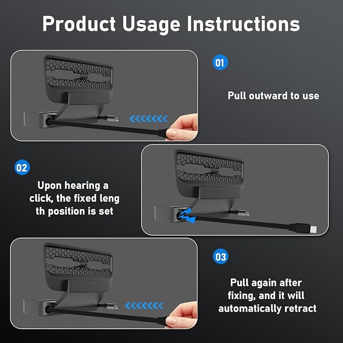Rear USB Charger Hub for Tesla Model Y 2021-2024 Accessories- 4-Port Fast Charging Hub with Sliding Cover, Type-C+Lightning Docking Station for Tesla Model 3 Highland 2021-2023