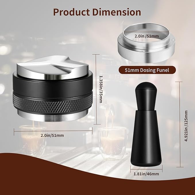 58mm Espresso Accessories Kit - 3 PCS Heavy Duty Dual Head Coffee Distributor and Tamper, WDT Tool, Magnetic Dosing Funnel - Fits Delonghi Breville 58mm Machines and Portafilter