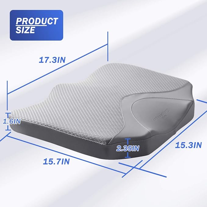 Car Seat Cushion, Comfortable Memory Foam Cushion for Driving, Auto Heightening Wedge Cushion for Sciatica Tailbone Pain Relief (Gray)