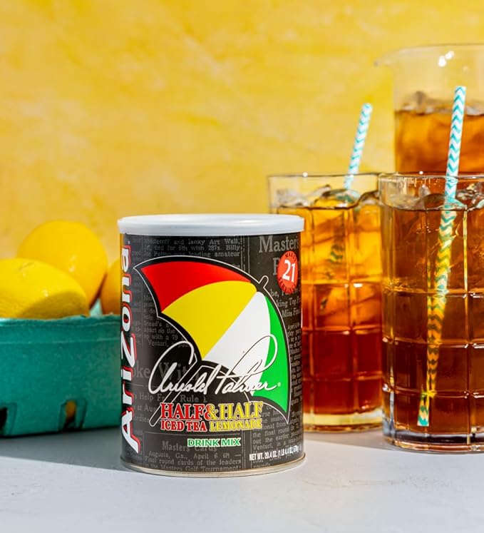 AriZona Arnold Palmer Half and Half - Sugar Sweetened Powdered Drink Mix - 20.4oz Canister, Makes 8 Quarts (Pack of 12)