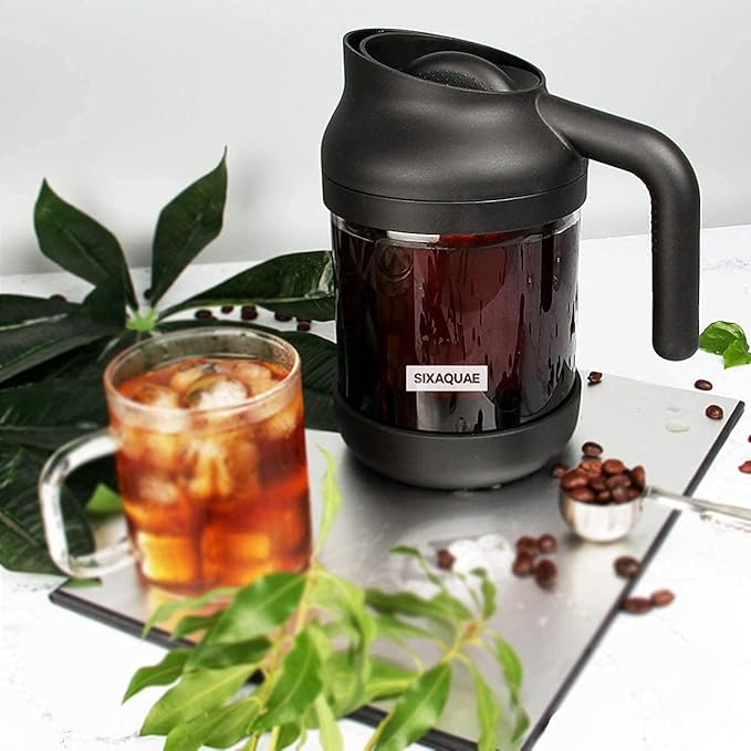 Cold Brew Coffee Maker Stainless Steel Strainer Large,Durable Iced Coffee Maker Cold Brew Pitcher,Dishwasher Safe 38 Oz Iced Tea Maker