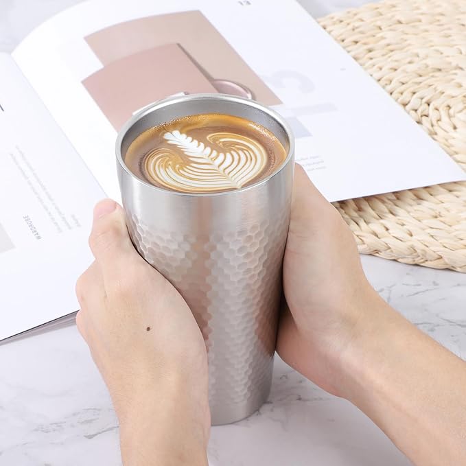 Beasea Stainless Steel Cups 19 oz, 6 Pack Large 18.6oz 550ml Stainless Steel Drinking Cups Water Tumbler Stackable Double Wall Insulated Individual Metal Pint Glasses Tin for Home Party Camping