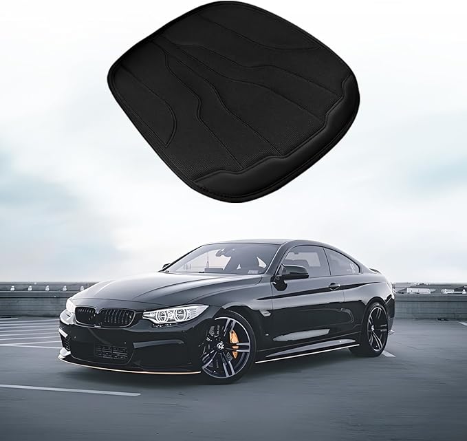 Car Seat Cushion Pad, Comfortable Foam Non-Slip Vehicle Front Seat Bottom Protector for Back Pain Relief, Breathable Automotive Chair Covers, Universal for SUV RV Truck (Black)