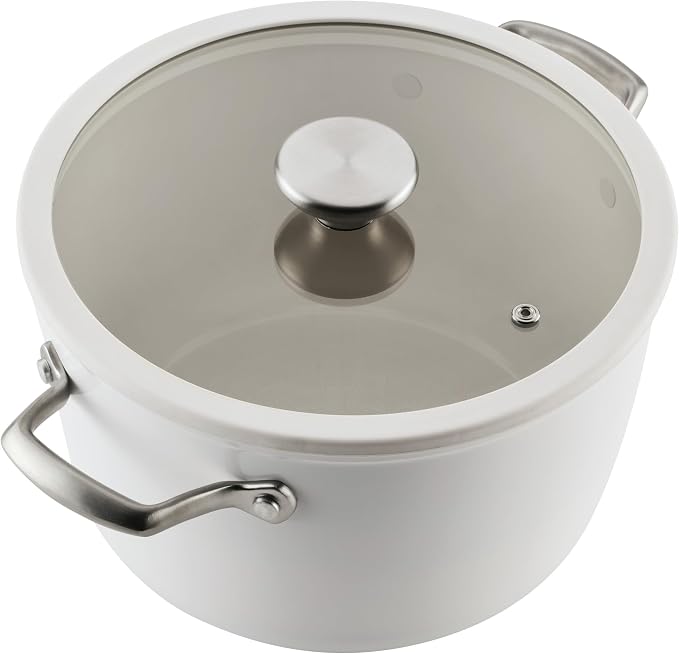Circulon Halo with LaserDefense Ceramic Nonstick Cookware Set, 11-Piece Pots and Pans Set, Pearl White