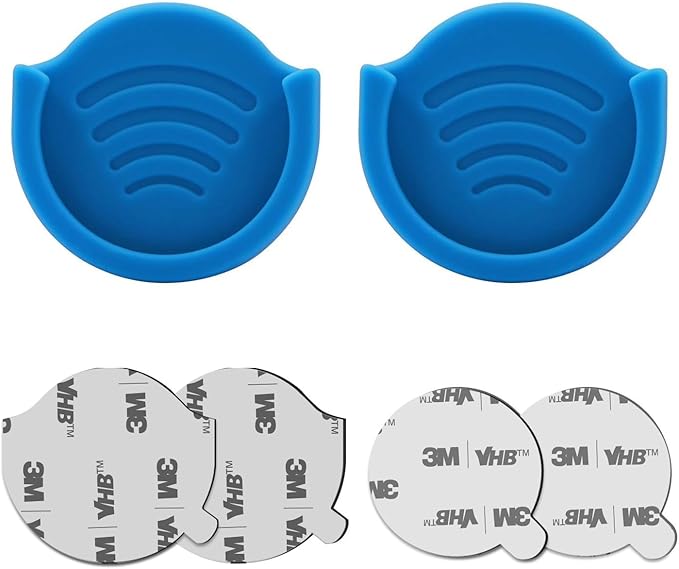pop-tech Phone Grip for Socket Holder, 2 Pack Silicone Car Phone Mount Adhesive for Collapsible Grip & Stand with 3M Adhesive Replacement for Car Dashboard, Desk, Wall, Home, Office Blue