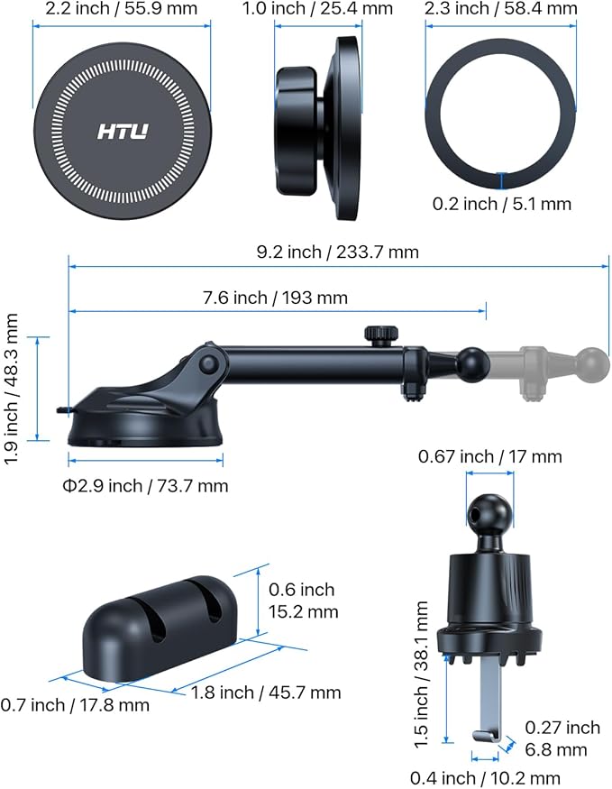 【Military-Grade】HTU for MagSafe Car Mount【Upgraded Strongest Suction】Magnetic Phone Holder Cell Stand for Dashboard Windshield Vent,Truck Cradle for iPhone 17 Pro Max 16 15 14 13 12 Tesla,Neutral Gray