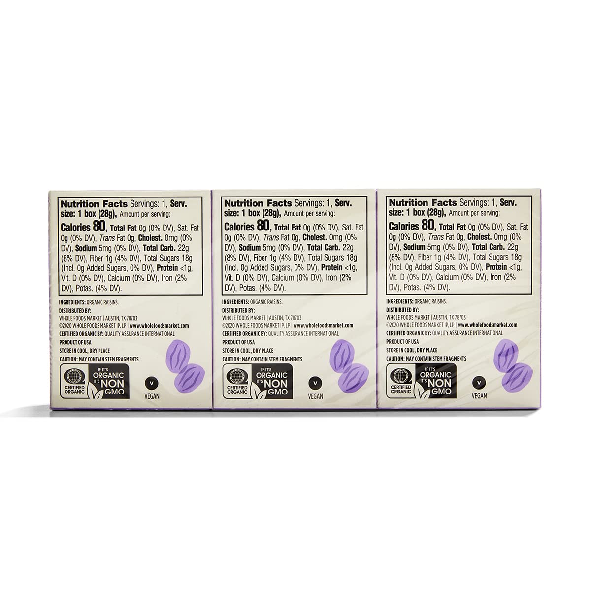 Pack of 6, 365 by Whole Foods Market, Organic Raisins, 1 Ounce